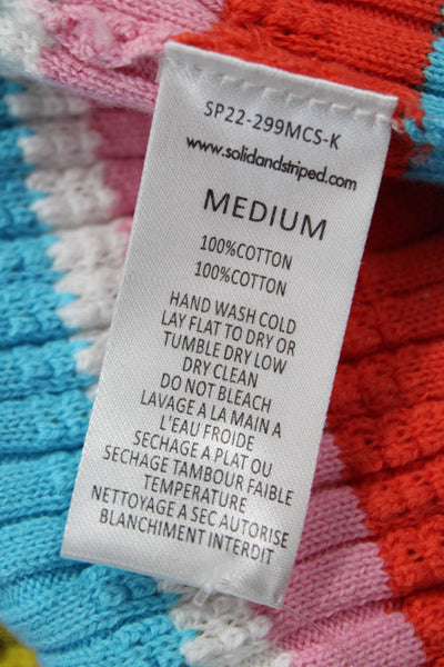 Solid & Striped Womens Cropped Tank Square Neck Striped Multi Cotton Size M