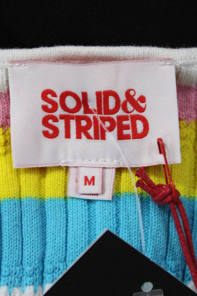 Solid & Striped Womens Cropped Tank Square Neck Striped Multi Cotton Size M