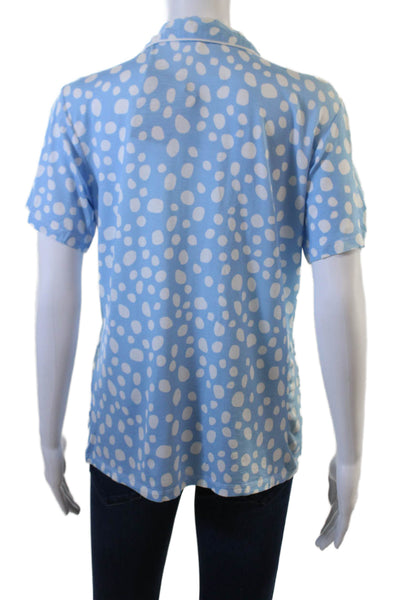 Stripe & Stare Womens Polka Dot Collared Button-Down Pajama Top Blue Size S