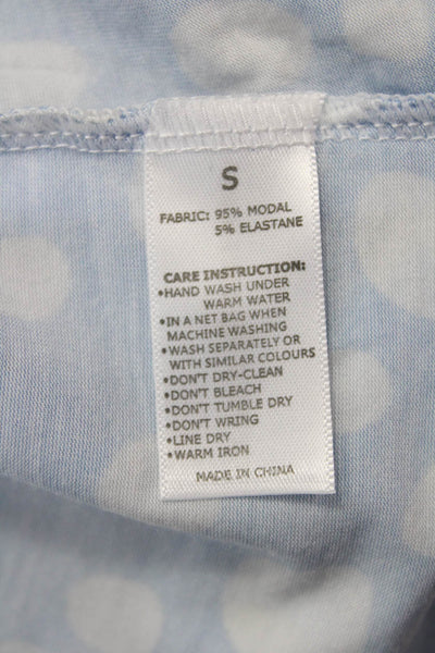Stripe & Stare Womens Polka Dot Collared Button-Down Pajama Top Blue Size S