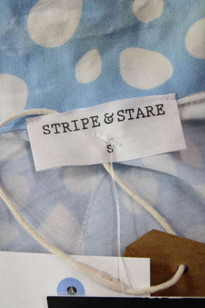 Stripe & Stare Womens Polka Dot Collared Button-Down Pajama Top Blue Size S