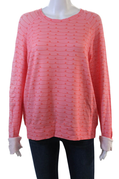 Stripe & Stare Women Pink Jersey T-Shirt Long Sleeve Crewneck Heart Size M