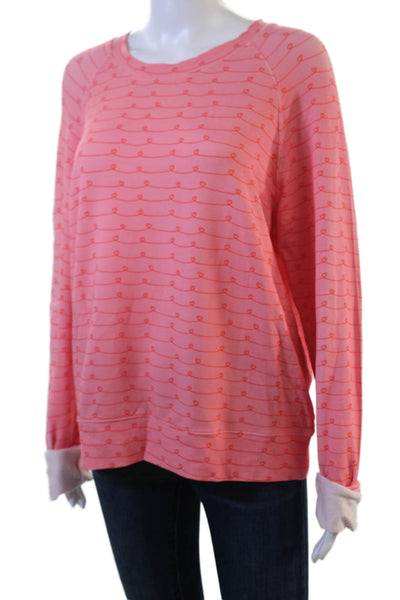 Stripe & Stare Women Pink Jersey T-Shirt Long Sleeve Crewneck Heart Size M