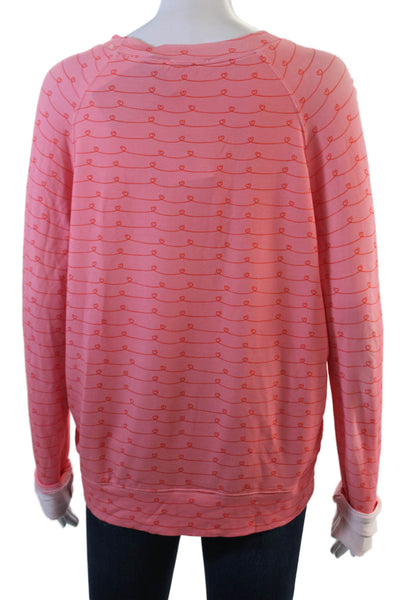 Stripe & Stare Women Pink Jersey T-Shirt Long Sleeve Crewneck Heart Size M