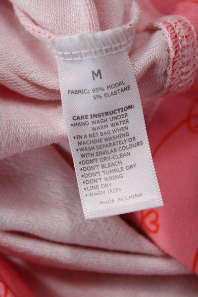 Stripe & Stare Women Pink Jersey T-Shirt Long Sleeve Crewneck Heart Size M