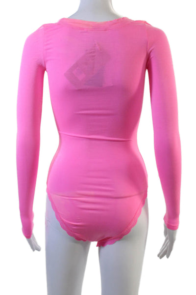 Stripe & Stare Women Bodysuit Long Sleeve Crew Neck Solid Modal Size XS