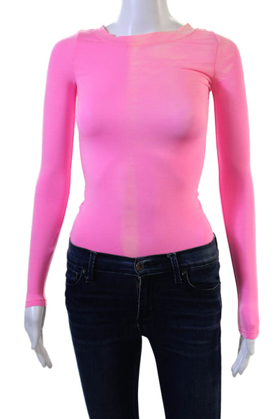 Stripe & Stare Women Bodysuit Long Sleeve Crew Neck Solid Modal Size XS