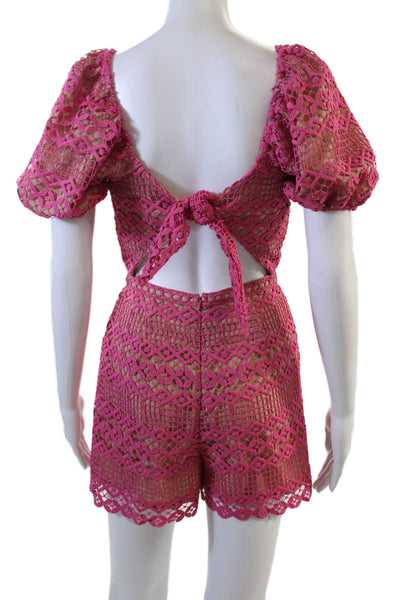 Adelyn Rae Women Pink Geometric Sweetheart Neck Short Sleeve Jumpsuit Size XS