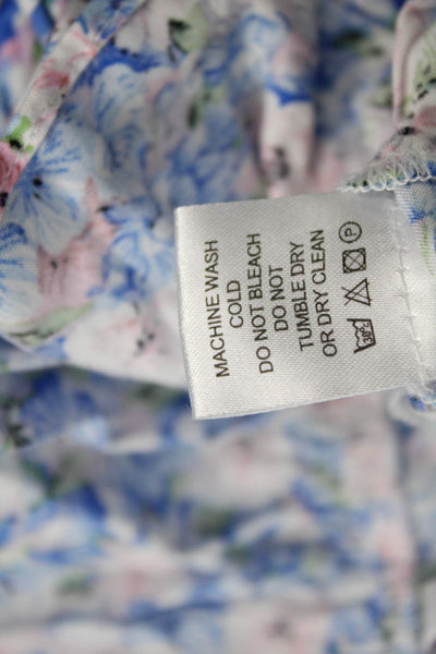 Designer Womens Blue Floral V-Neck Sundress Sleeveless Rayon Size XS