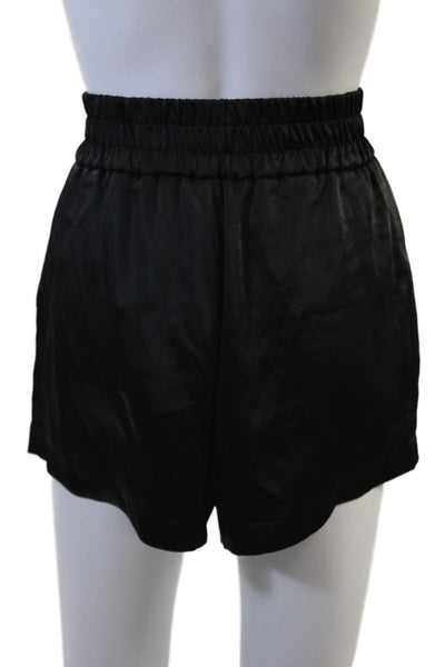 Generation Love, Unisex Black Lace-Up Solid Polyester Shorts Gothic Size S