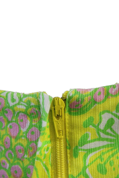 Lilly Pulitzer Women A-Line Mini Floral Green Polyester Skirt Size 4
