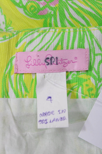 Lilly Pulitzer Women A-Line Mini Floral Green Polyester Skirt Size 4