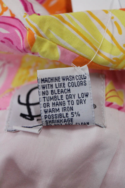 Lilly Pulitzer Women A-Line Mini Skirt Orange Floral Cotton Size 6