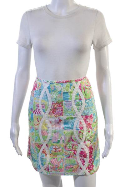 Lilly Pulitzer Womens A-Line Mini Skirt Multi-Color Cotton Size 4