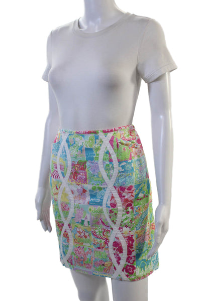 Lilly Pulitzer Womens A-Line Mini Skirt Multi-Color Cotton Size 4