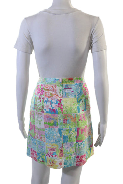 Lilly Pulitzer Womens A-Line Mini Skirt Multi-Color Cotton Size 4