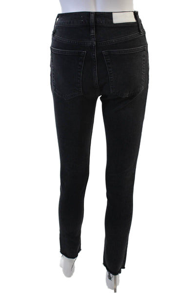 Re/Done Womens Black Ankle Skinny Jeans High Rise Size 25