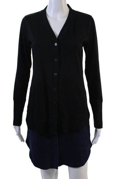 Isaac Mizrahi Women Cardigan Black V-Neck Button Long Sleeve Size 2XS