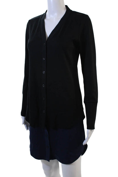 Isaac Mizrahi Women Cardigan Black V-Neck Button Long Sleeve Size 2XS