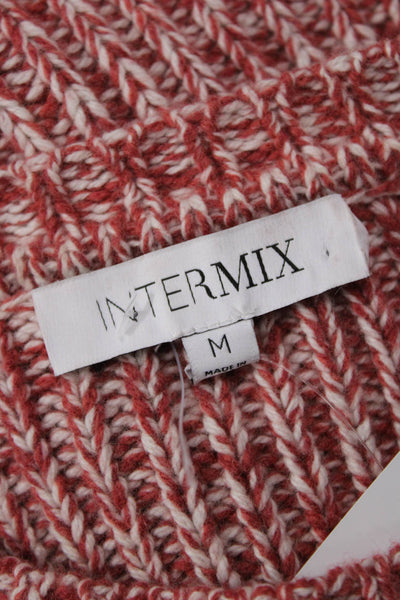 Intermix Women Pullover Sweater Orange Striped Crew Neck Long Sleeve Size M