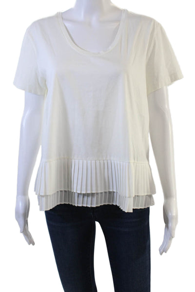 J Crew Women White Cotton Basic T-Shirt Short Sleeve Round Neck Size S