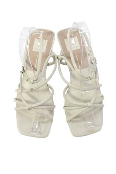 Dolce Vita Womens Square Toe Ankle Strap Mid-Heeled Sandals White Size 7