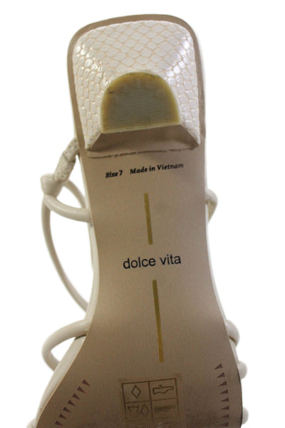 Dolce Vita Womens Square Toe Ankle Strap Mid-Heeled Sandals White Size 7