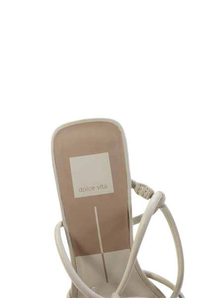 Dolce Vita Womens Square Toe Ankle Strap Mid-Heeled Sandals White Size 7