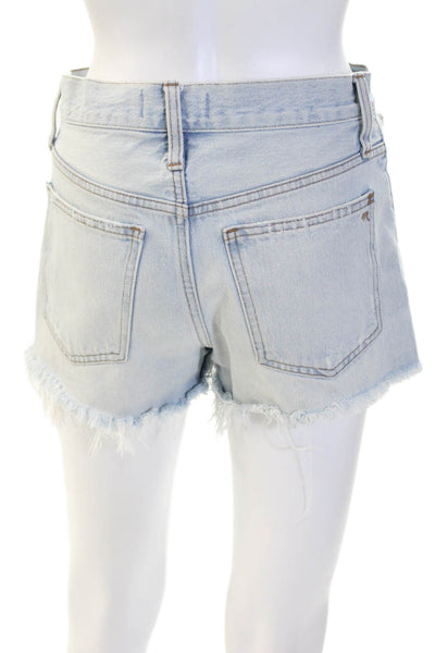 Madewell Unisex Light Blue Solid 100% Cotton Button Shorts Size 23