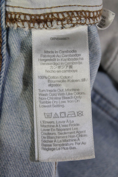Madewell Unisex Light Blue Solid 100% Cotton Button Shorts Size 23