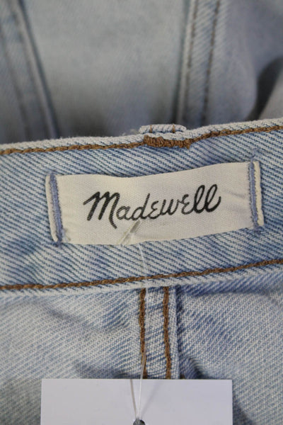 Madewell Unisex Light Blue Solid 100% Cotton Button Shorts Size 23