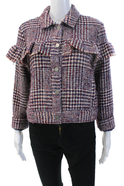 Jack by BB DAKOTA, Womens Blue Check Collared Button Jacket Size S