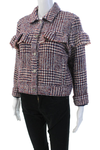 Jack by BB DAKOTA, Womens Blue Check Collared Button Jacket Size S