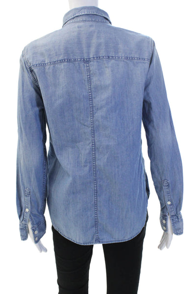 J Crew Women Blue Cotton Collared Button-Up Long Sleeve Shirt Size 6