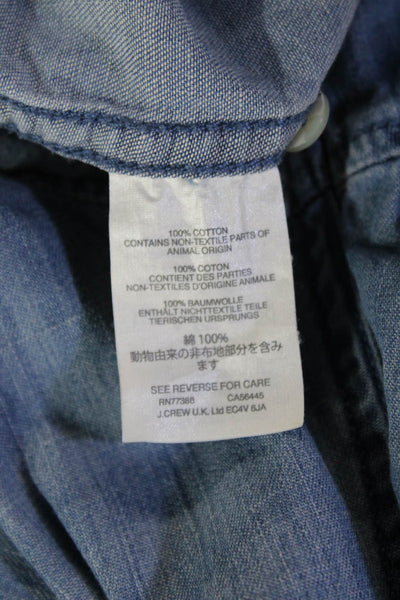 J Crew Women Blue Cotton Collared Button-Up Long Sleeve Shirt Size 6