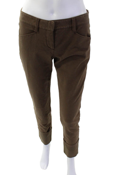 Theory Women Cropped Ankle Chino Pants Brown Size 2