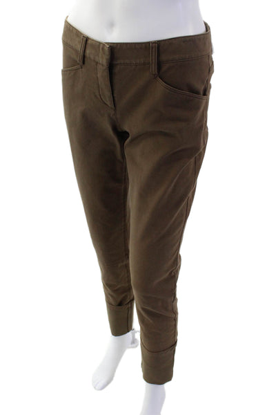Theory Women Cropped Ankle Chino Pants Brown Size 2