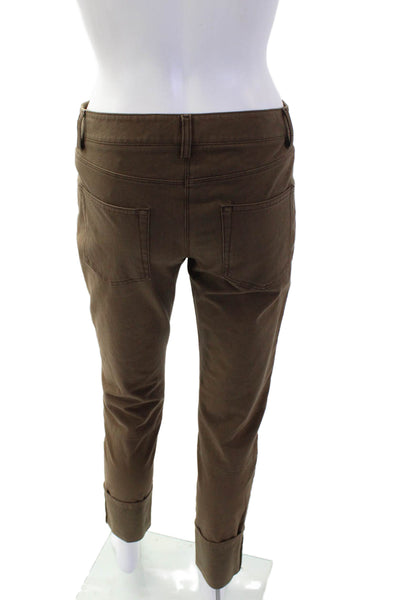 Theory Women Cropped Ankle Chino Pants Brown Size 2