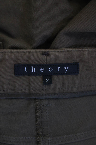 Theory Women Cropped Ankle Chino Pants Brown Size 2