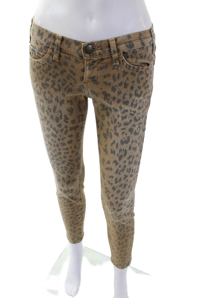 Current/Elliott Women Ankle Cropped Animal Print Jeggings Beige Size 24