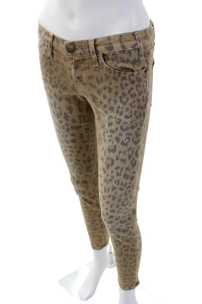 Current/Elliott Women Ankle Cropped Animal Print Jeggings Beige Size 24