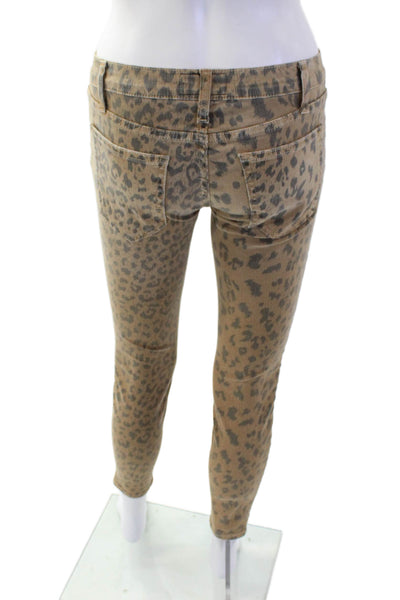 Current/Elliott Women Ankle Cropped Animal Print Jeggings Beige Size 24