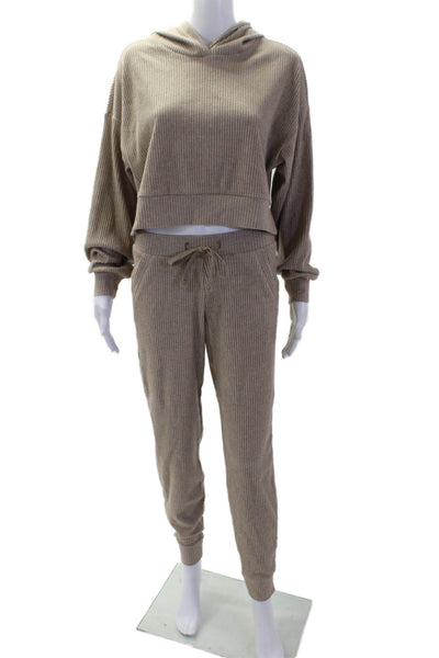 Lululemon Women Striped Dark Gray Jogger Sweatpants Drawstring Size 2