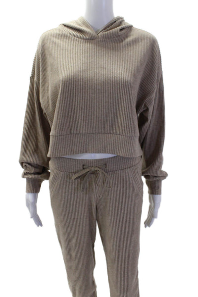 Lululemon Women Striped Dark Gray Jogger Sweatpants Drawstring Size 2