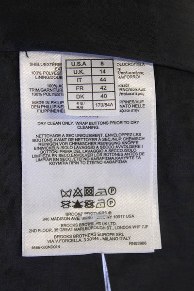 Brooks Brothers Women Black Plaid Collared 3/4 Sleeve Blazer Size 8