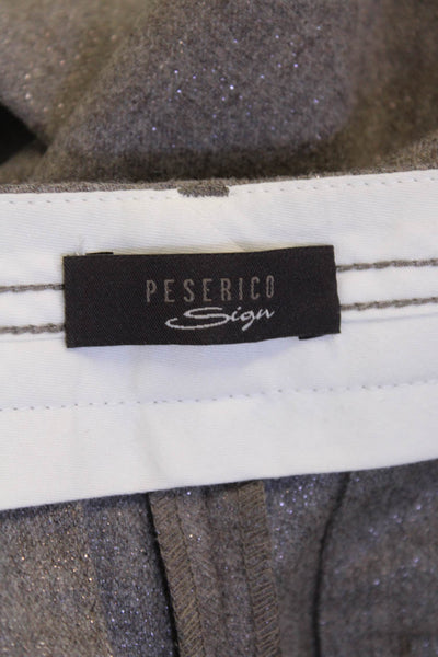 Peserico Unisex Ankle Cropped Dress Pants Gray Polyester Hook & Eye Size 8