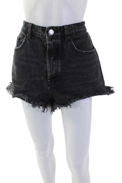 Zara Unisex 90s Dark Gray Cotton Button Shorts Size 10