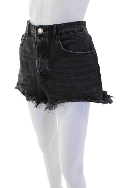 Zara Unisex 90s Dark Gray Cotton Button Shorts Size 10