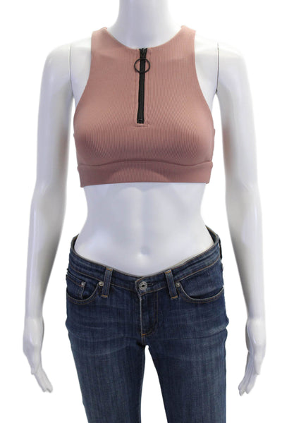 Koral Women Sleeveless Pink Solid Nylon Crew Neck Active Top Size S