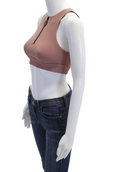Koral Women Sleeveless Pink Solid Nylon Crew Neck Active Top Size S